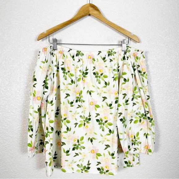 Never A Wallflower NWT Women’s Floral Print Button Back Off The Shoulder Top L - Picture 2 of 10